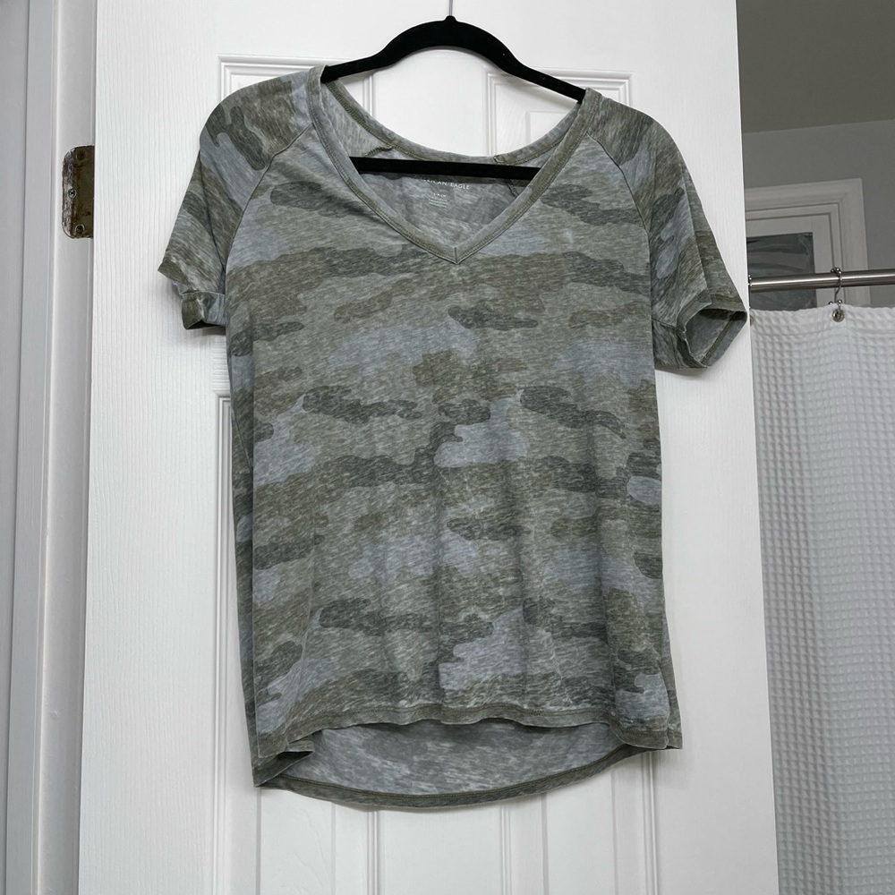 American Eagle Green Camouflage Tee